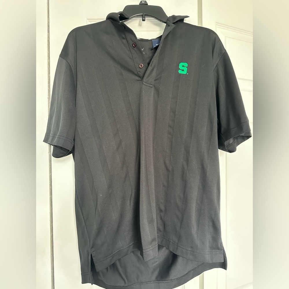 Vintage Black Michigan State Polo Shirt with Green Logo